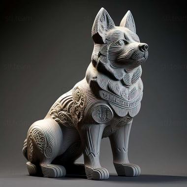 3D model Norwegian Grey Elkhound dog (STL)